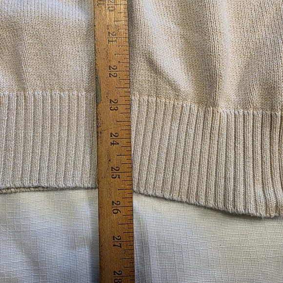 Eclectic Grandpa Men's 1/4 Zip Sweater Large Beige Cotton Knit Pullover - Picture 8 of 8